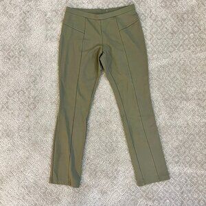 EUC NIC+ZOE Olive/Gold Seamed Leggings Stretch Pants, Size Small